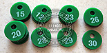Номерки (бирки) для ключей №12. Номерок из зеленого акрила. Наиболее популярная форма номерка - круглая.