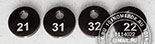 Номерки (бирки) для ключей №38. Номерки из черного акрила. Размер номерка 25х25 мм. 