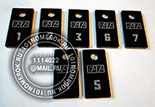 Номерки (бирки) для ключей №8. Номерок из акрила черного цвета. На номерок размером 20х40 мм и больше можно нанести логотип.