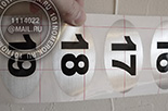 Наклейки с номером для шкафчиков в раздевалку №26. Пленка LG под серебро. Размер наклейки в основном зависит от того, сколько цифр в нумерации.