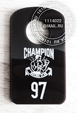 Номерки для гардероба №58. Черный номерок  для фитнес-клуба, белая прокраска.