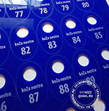 Номерки гардеробные №15. Синий акрил 3 мм, гравировка номера и названия кафе. Название или простой логотип наносится бесплатно.