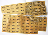 Наклейки с нумерацией для ключниц №22. Композитный пластик под золото. На наклейку нанесен номер и знак нумерации.