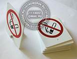 Настольные таблички "Курение запрещено" №30. Крепление таблички - держатель под хром.