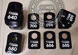 Номерки для гардероба №48 для клуба "Адидас". Нанесен логотип и номер.