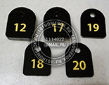 Номерки для ключей №6. Материал номерка - черный акрил. Типовой размер 30х20 мм. Гравировка с желтой прокраской.