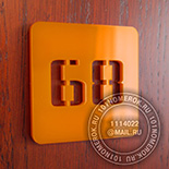 Номерки для шкафов в раздевалку №30. Номерки из оранжевого акрила 3 мм. Номер - отверстия.