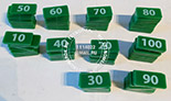 Номерки гардеробные №35. зеленый акрил 3 мм, размер ответной части 22х40 мм.