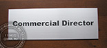 Таблички для дверей в офис "КОММЕРЧЕСКИЙ ДИРЕКТОР" №33. Материал таблички - композитный пластик под серебро. Размер 10х30 см. Простая прямоугольная табличка с гравировкой.